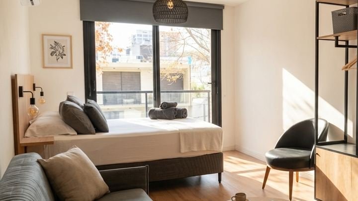 Monoambiente amueblado con estar y cama